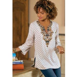 Soft Surroundings Chevron Beaded Tangier Tunic